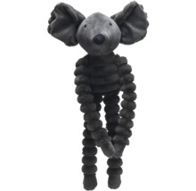 Grauer Plüschtier-Elefant mit langen, knotigen Gliedmaßen als Spielzeug für Hunde.