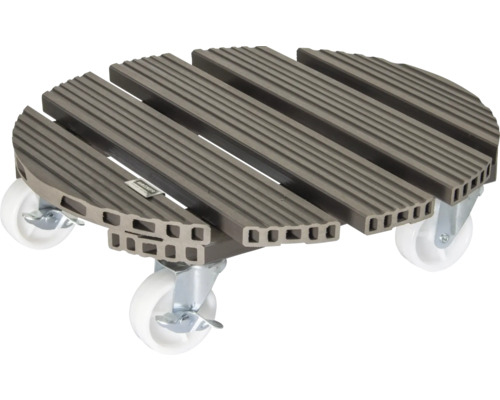 Pflanzenroller Wagner System WPC Ø 38,5 cm 150 kg taupe Rolluntersetzer für Pflanzkübel aus Kunststoff mit vier Rollen