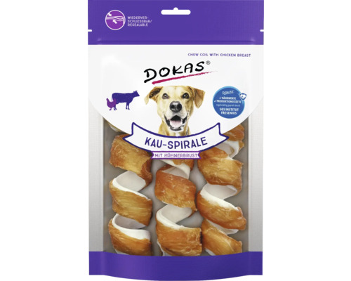 Dokas Kau-Spirale mit Hühnerbrust, wiederverschließbare Verpackung
