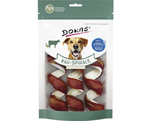 DOKAS Kau-Spirale mit Entenbrust, wiederverschließbare Verpackung