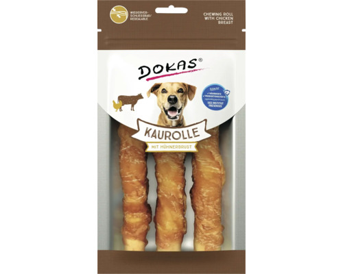 Hundesnack DOKAS Kaurolle Hühnerbrust 150 g Dokas Kaurolle mit Hühnerbrust für Hunde in wiederverschließbarer Verpackung