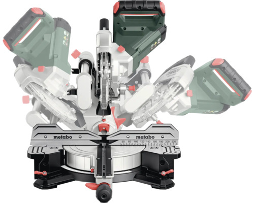 Metabo Kapp- und Gehrungssäge zeigt verschiedene Schnittwinkel