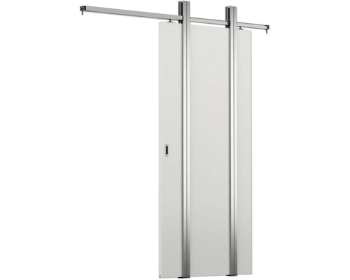 Pertura Skugga Schiebetürsystem in der Wand laufend CW75/100 inkl. Holztür 860x1985 mm CPL Weiß RAL 9016 Schiebetür mit Beschlagsystem