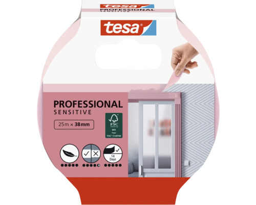 tesa Kreppband Tapete 25m x 38mm Tesa Professional Sensitive Malerkreppband 25 Meter mal 38 Millimeter Verpackung