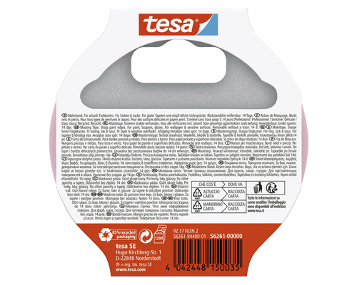 Tesa Logo. Informationen zur korrekten Entsorgung der Verpackung gemäß den Recyclinghinweisen