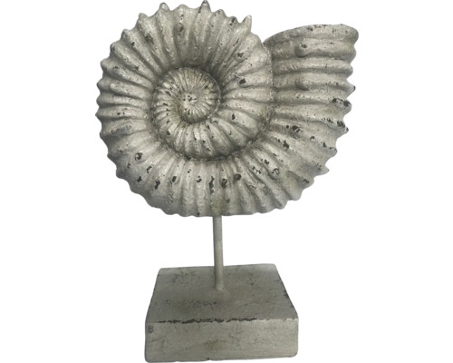 Dekoobjekt Lafiora Muschel Horn Keramik 32,5 x 16 x 44 cm grau Dekorative Ammonit Skulptur auf Sockel