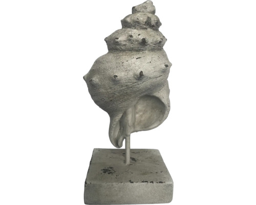 Dekoobjekt Lafiora Muschel Keramik 19,5 x 14,5 x 44 cm grau Dekorative Skulptur einer Meeresschnecke auf Sockel