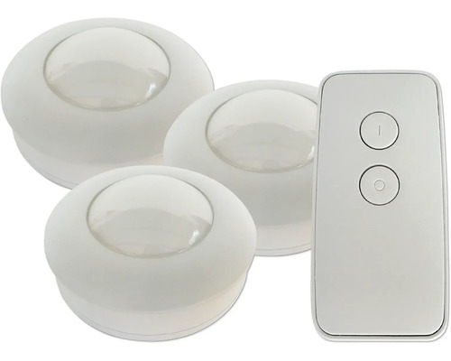 Drei Bewegungsmelder und eine Fernbedienung