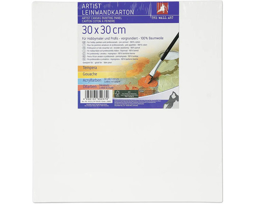 Leinwandkarton, 30 x 30 cm, geeignet für Tempera, Gouache, Acrylfarben und Ölfarben