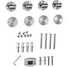 Befestigungsmaterial für Geländerpfosten aus Metall, inklusive Schrauben, Dübel und Inbusschlüssel