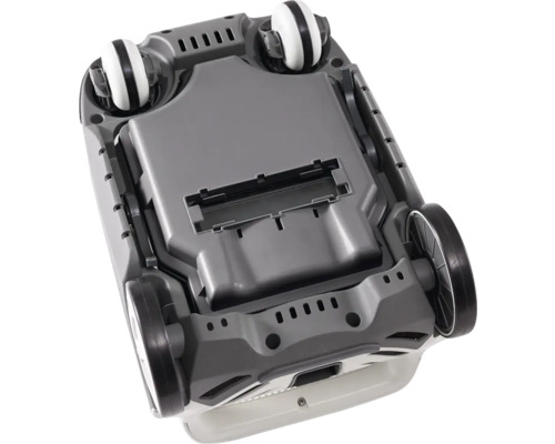 Unterseite eines Poolreinigungsroboters mit Rädern