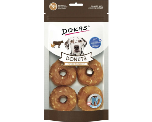 Hundesnack DOKAS Donuts Hühnerbrust 160 g DOKAS Hunde Donuts mit Hühnerbrust in wiederverschließbarer Verpackung