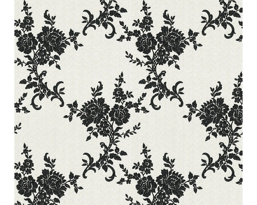 Tapete mit schwarzem Blumenmuster