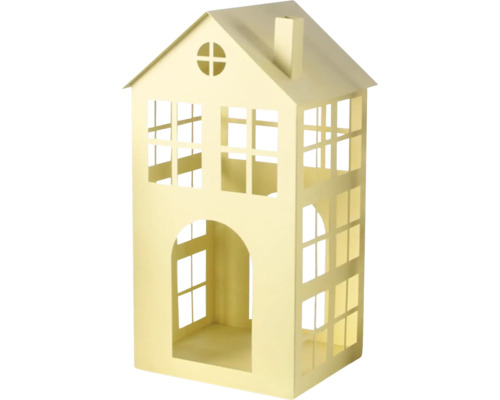 Dekorative Hauslaterne aus Metall mit Fenster und Kamin