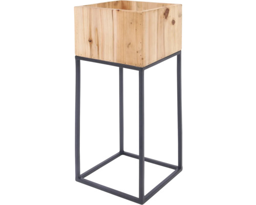 Pflanzständer Lafiora Metall Holz 28 x 28 x 75 cm Pflanzgefäß aus Holz auf einem Metallgestell
