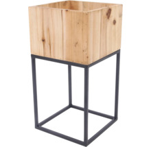Blumenständer mit Holzkasten und Metallgestell