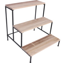 Dreistufiges Pflanzenregal aus Holz und Metall