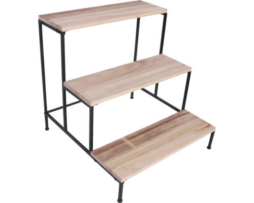 Pflanzentreppe Lafiora Metall Holz 60 x 60 x 60 cm Dreistufiges Pflanzenregal aus Holz und Metall
