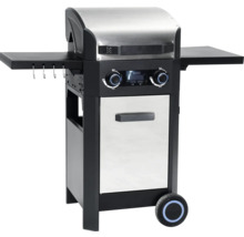 Gasgrill mit Edelstahlhaube, Drehreglern und Seitentischen