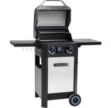 Gasgrill mit offenem Deckel, Seitenablagen und Unterschrank