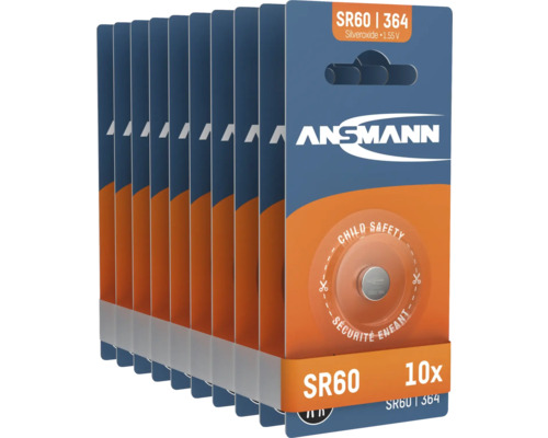 Zehn Ansmann SR60 Knopfzellenbatterien
