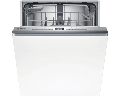 Geöffneter Geschirrspüler von Bosch mit Bedienfeld.