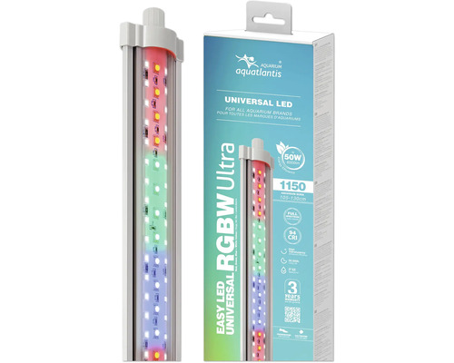Aquariumbeleuchtung aquatlantis Easy LED Universal RGBW Ultra 1150 inkl. ORI Smart Controller per App, 50 W, 6000 Lumen, ca. 105 - 130 cm, 2.500 - 25.000 Kelvin Aquatlantis Universal LED Aquariumleuchte mit Verpackung