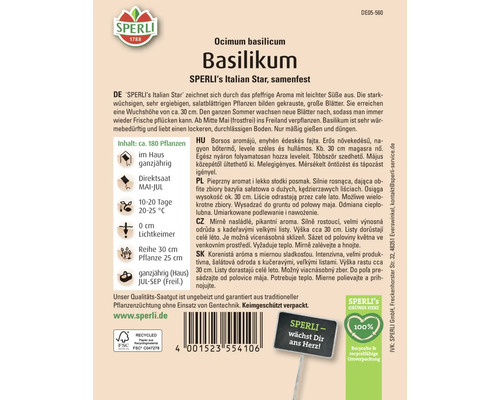 Basilikumsamenpackung der Sorte Sperli's Italian Star