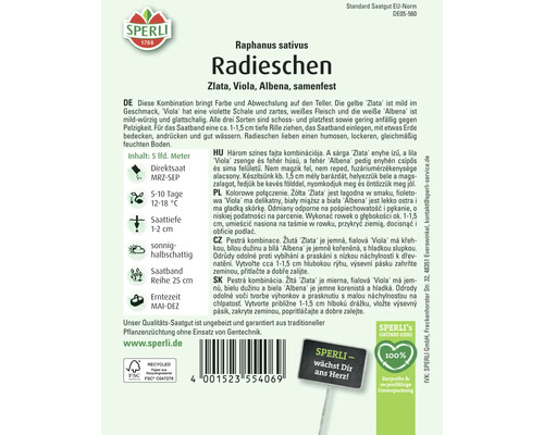 Radieschen Samenfest Zlata, Viola, Albena von Sperli
