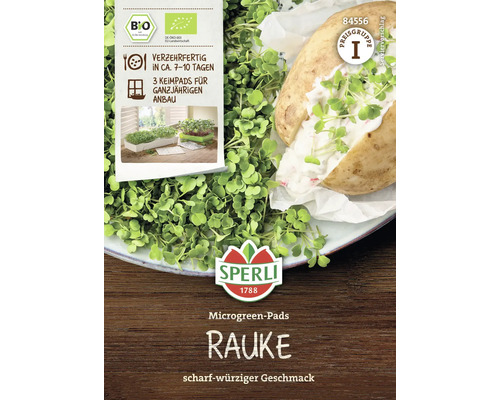 Sperli Rauke Microgreen Pads mit Verzehrvorschlag