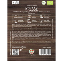 Kressesamenpackung mit Informationen zur Aufzucht von Microgreens