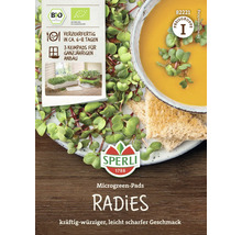 Sperli Radieschen Microgreen Pads Packung mit Serviervorschlag
