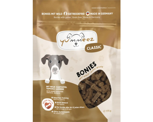 Yummeez Classic Bonies mit Wild Hundesnack, getreidefrei und wiederverschliessbar