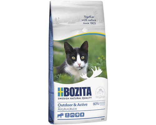 Bozita Outdoor und Active Katzenfutter mit Elch in 2 Kilogramm Packung