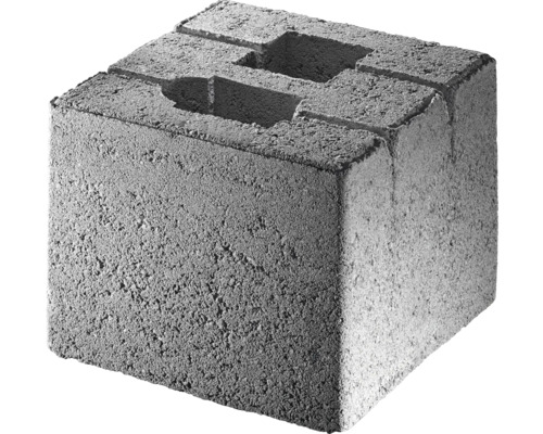 Zaunpfosten-Fundamentstein Beton grau 20 cm x 20 cm x 17 cm Beton-Hohlblockstein