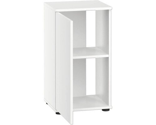 Weißer Unterschrank mit einer Tür und zwei Regalen