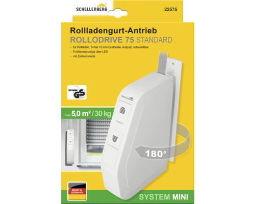 Schellenberg RolloDrive 75 Standard Rollladen Gurtantrieb für Rolläden mit 14 bis 15 Millimeter Gurtbreite