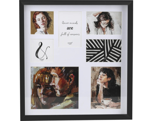 Bilderrahmen Collage schwarz 44x47 cm 7 Fotos Schwarzer Mehrfachbilderrahmen für sieben Fotos