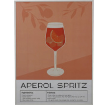 Grafik eines Aperol Spritz Rezepts mit Zutaten und Zubereitungsmethode