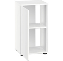 Weißer Badezimmerschrank mit einer Tür und offenen Regalen