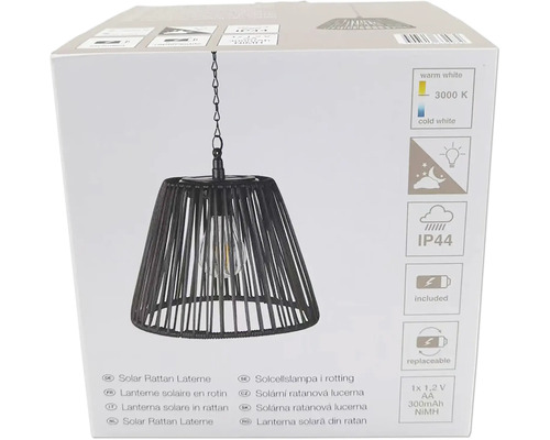 Solar Rattanlaterne in Verpackung