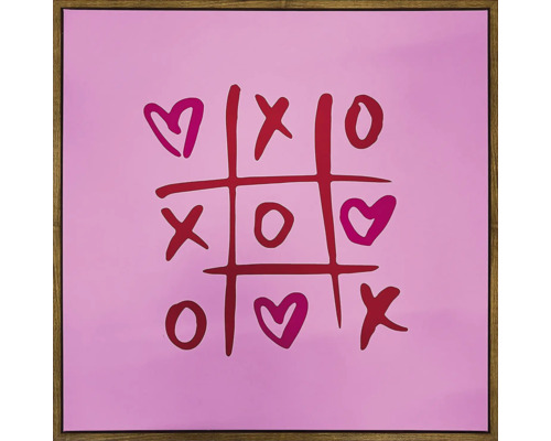Dekoratives Bild mit Tic-Tac-Toe-Motiv inklusive Herzen