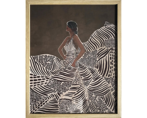 Gerahmtes Bild mit Frau in gestreiftem Kleid