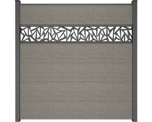 Gartenzaun aus Holzimitat mit dekorativem Muster