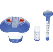 Poolpflege-Set mit Dosierschwimmer, Teststreifen und Thermometer zur Wasseranalyse
