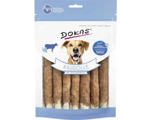 Hundesnack DOKAS Kaurolle mit Truthahn 190 g Dokas Kaurolle mit Truthahnbrust für Hunde, wiederverschließbare Verpackung