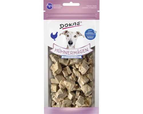 Hundesnack DOKAS Hühnermägen getrocknet 20 g Dokas Hühnermägen gefriergetrocknet in wiederverschließbarer Verpackung
