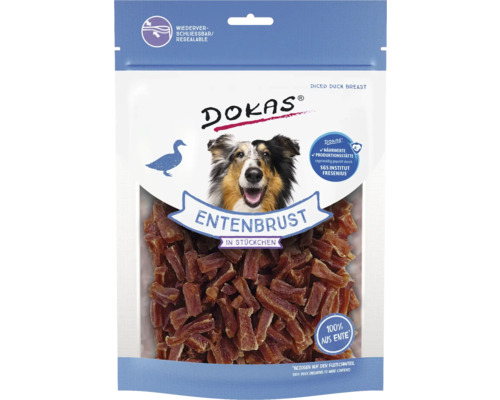 Hundesnack DOKAS Entenbrust in Stücken 200 g Dokas Entenbrust Würfel im wiederverschließbaren Beutel