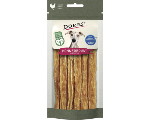 Hundesnack DOKAS Hühnerbrust in Streifen 50 g DOKAS Hühnerbrust Streifen für Hunde im Beutel