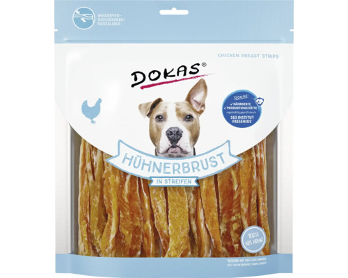 DOKAS Hühnerbrust Streifen für Hunde, wiederverschließbare Verpackung